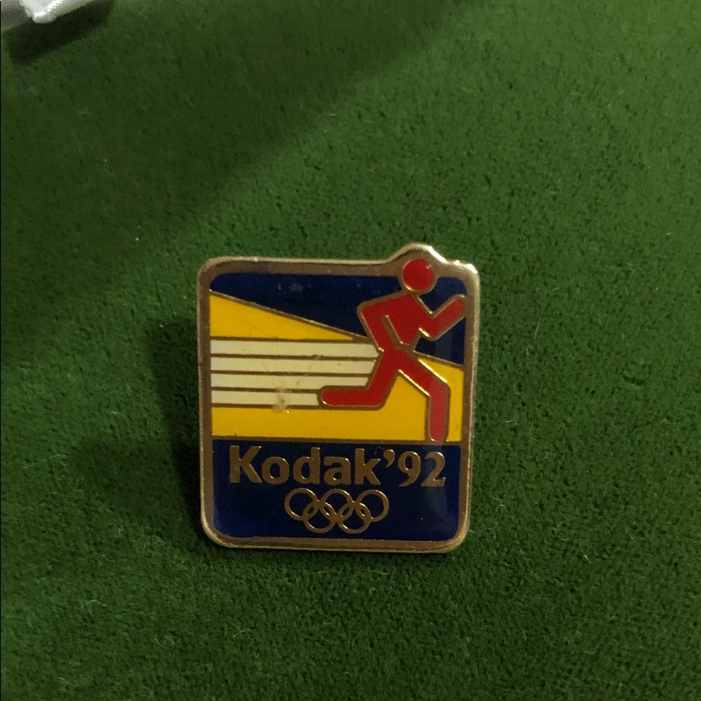 Kodak '92 Olympic Runner Pin — Red, Yellow, Blue